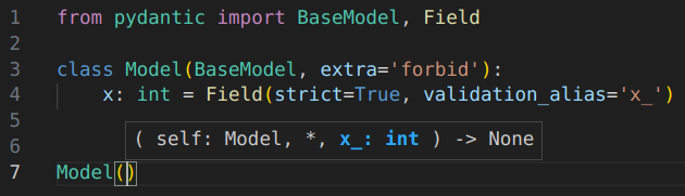 Signature help with the Pyrefly IDE extension